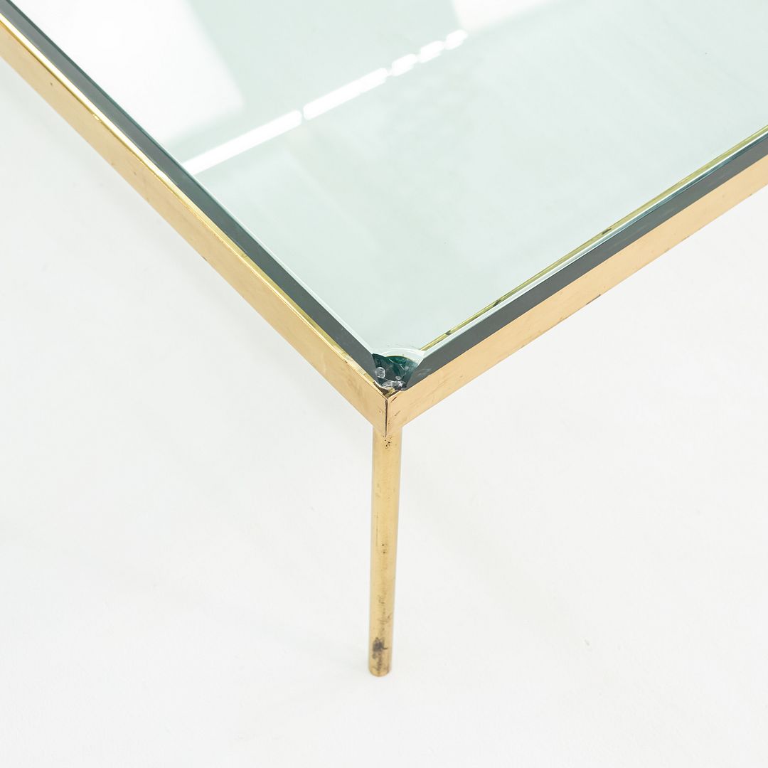 1970s Bronze and Glass Square Coffee Table Attributed to Ward Bennett 42 inch