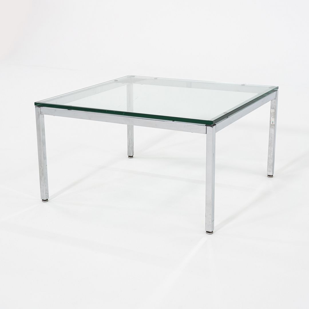 1990s Florence Knoll Side / End Table w/ Glass Top 26x26x14 Inches 6+ Available