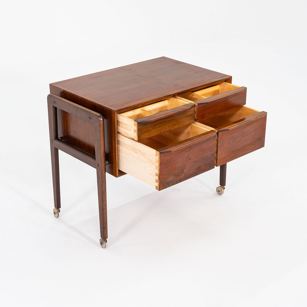 1960s Arne Vodder Rolling Cabinet or Sewing Chest in Teak 17 x 28 x 23 inches