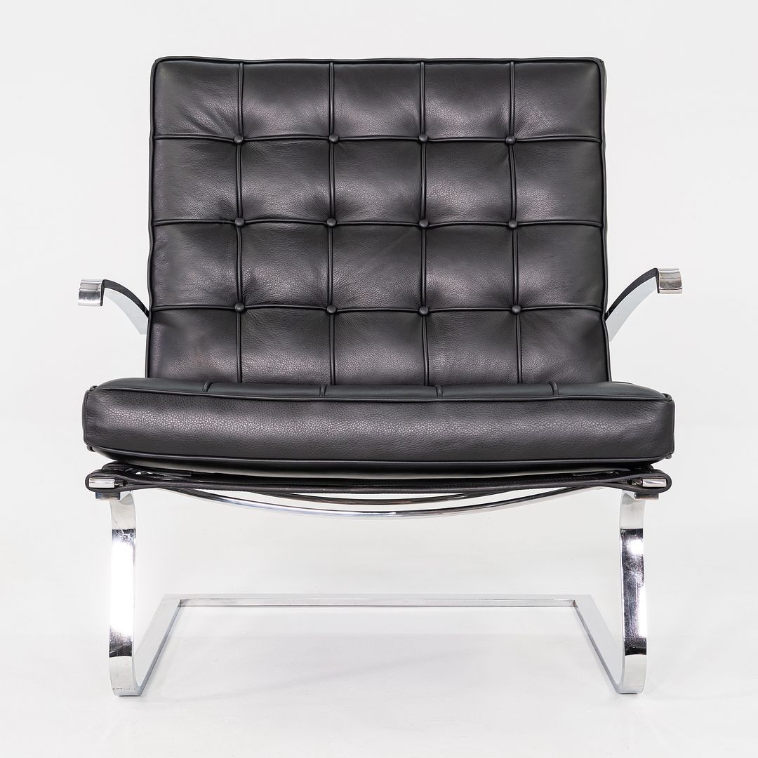 Mies van der Rohe for Knoll Tugendhat Armchair in New Black Leather & Stainless