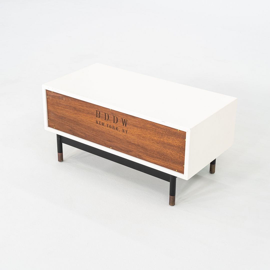 2010s BDDW Low Profile Nightstand / Cabinet in Brass and Lacquered Wood 31x16x15