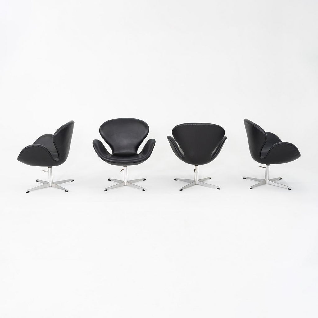 1960s Arne Jacobsen for Fritz Hansen Swan Chair in Black Leather 4x Available