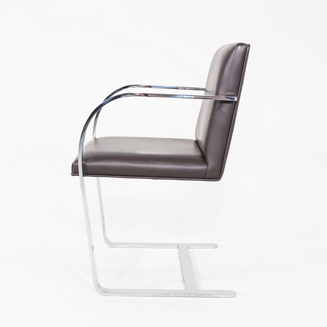 2010s Mies van der Rohe Flat Bar Brno Dining Chair in Brown Leather 12+ Avail