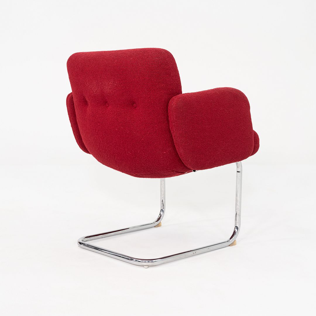 1970s Harvey Probber Cantilever Lounge Chair in Red Hopsack Upholstery Fabric