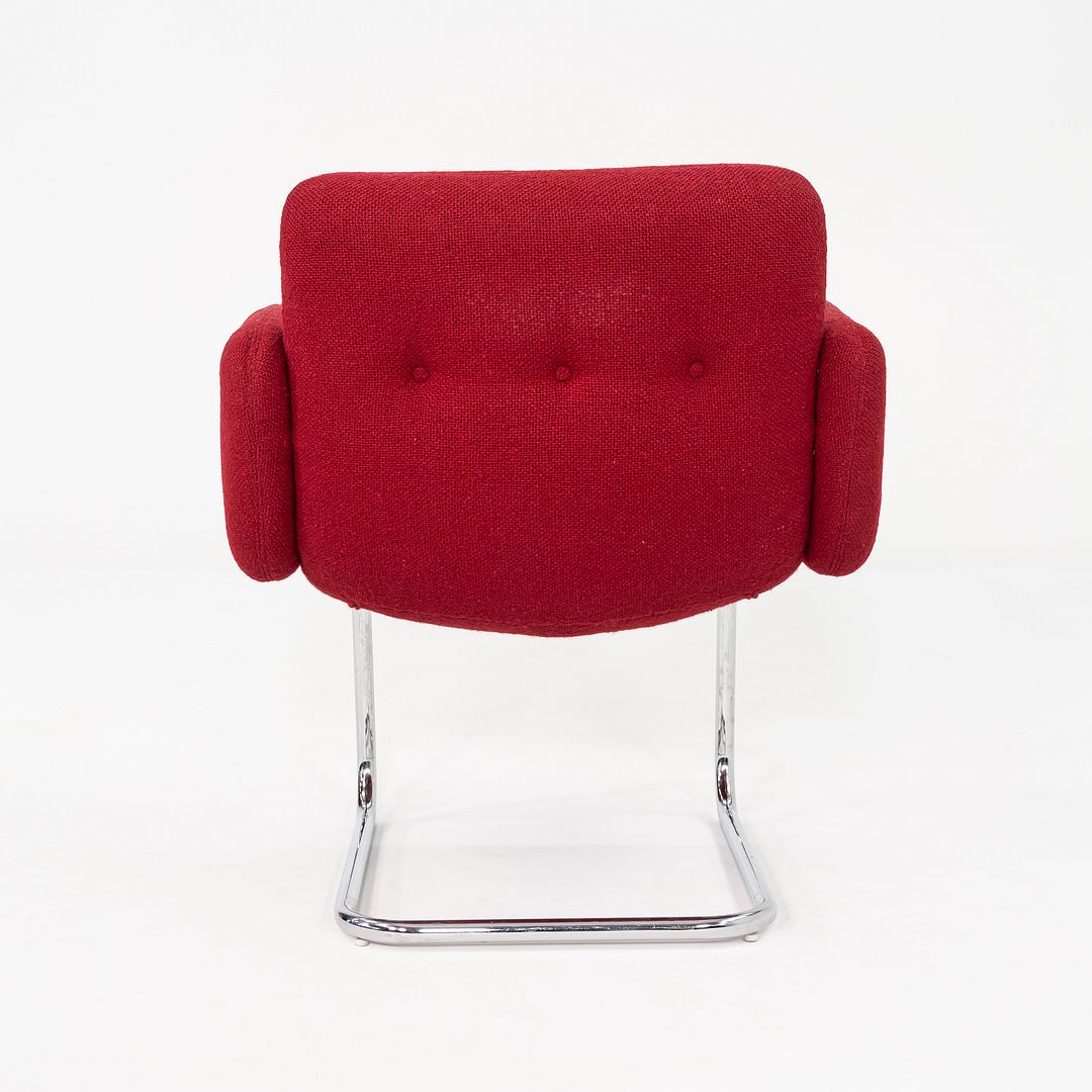 1970s Harvey Probber Cantilever Lounge Chair in Red Hopsack Upholstery Fabric