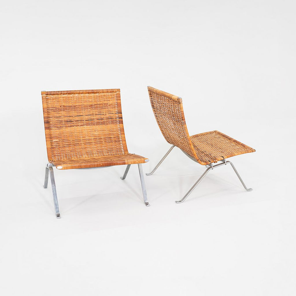 SOLD 1960s Pair of Poul Kjaerholm for E. Kold Christensen PK 22 Wicker Lounge Chairs