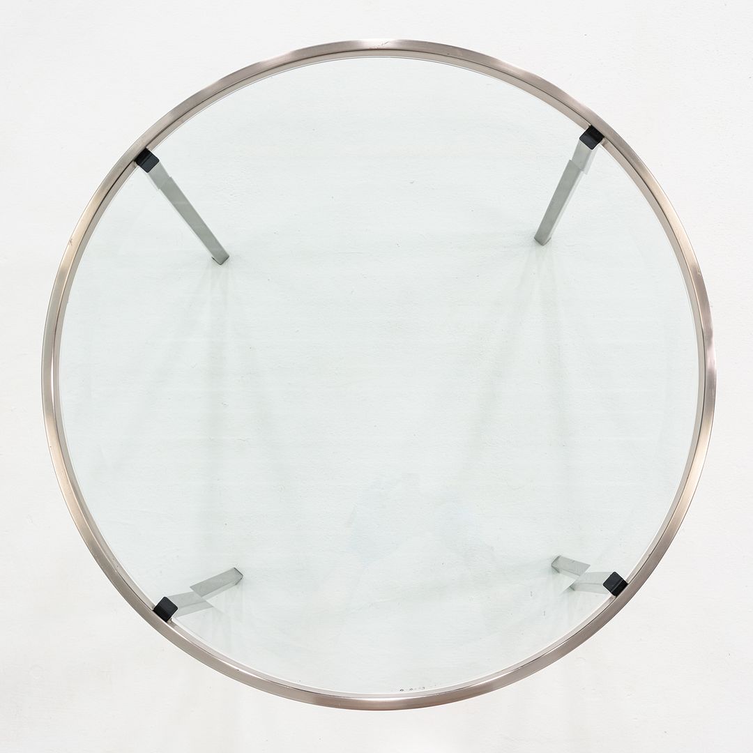 2000s Stainless Steel and Glass End Table Attributed to Geiger or Cumberland 27"