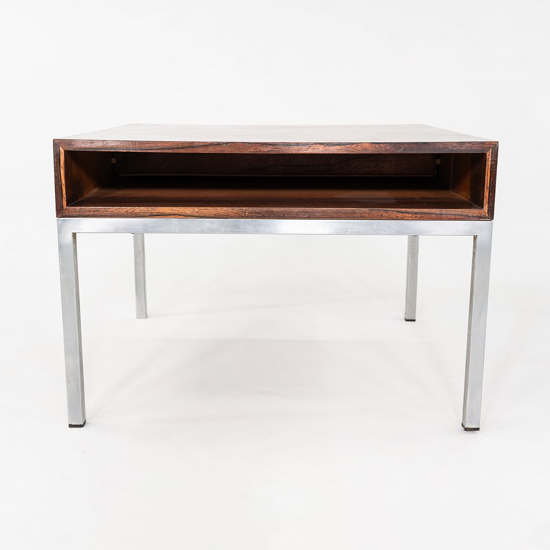 C. 1960s Danish Rosewood Side / End Table with Chromed Steel Base and Drawer