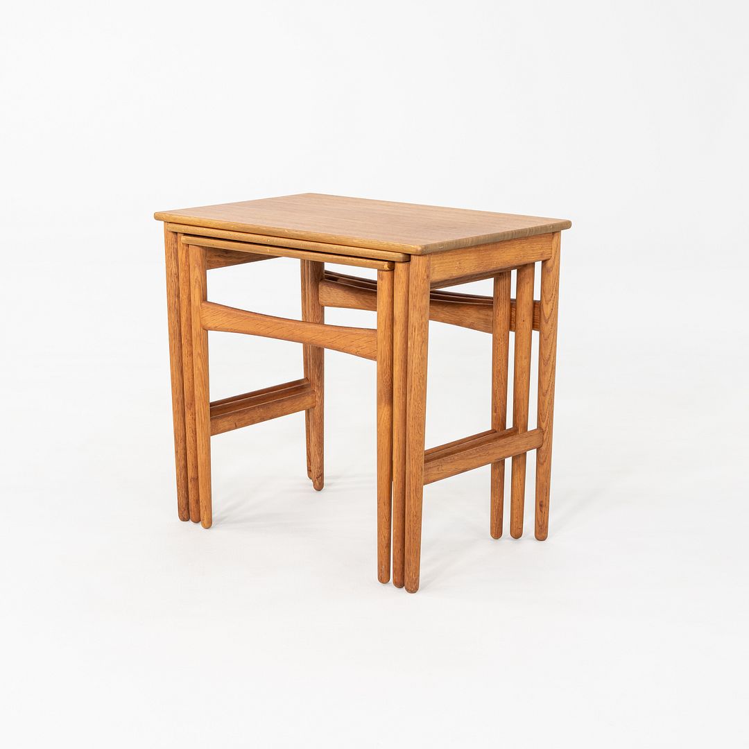 1960s Set of Three Danish Nesting Tables Hans Wegner for Andreas Tuck Teak & Oak
