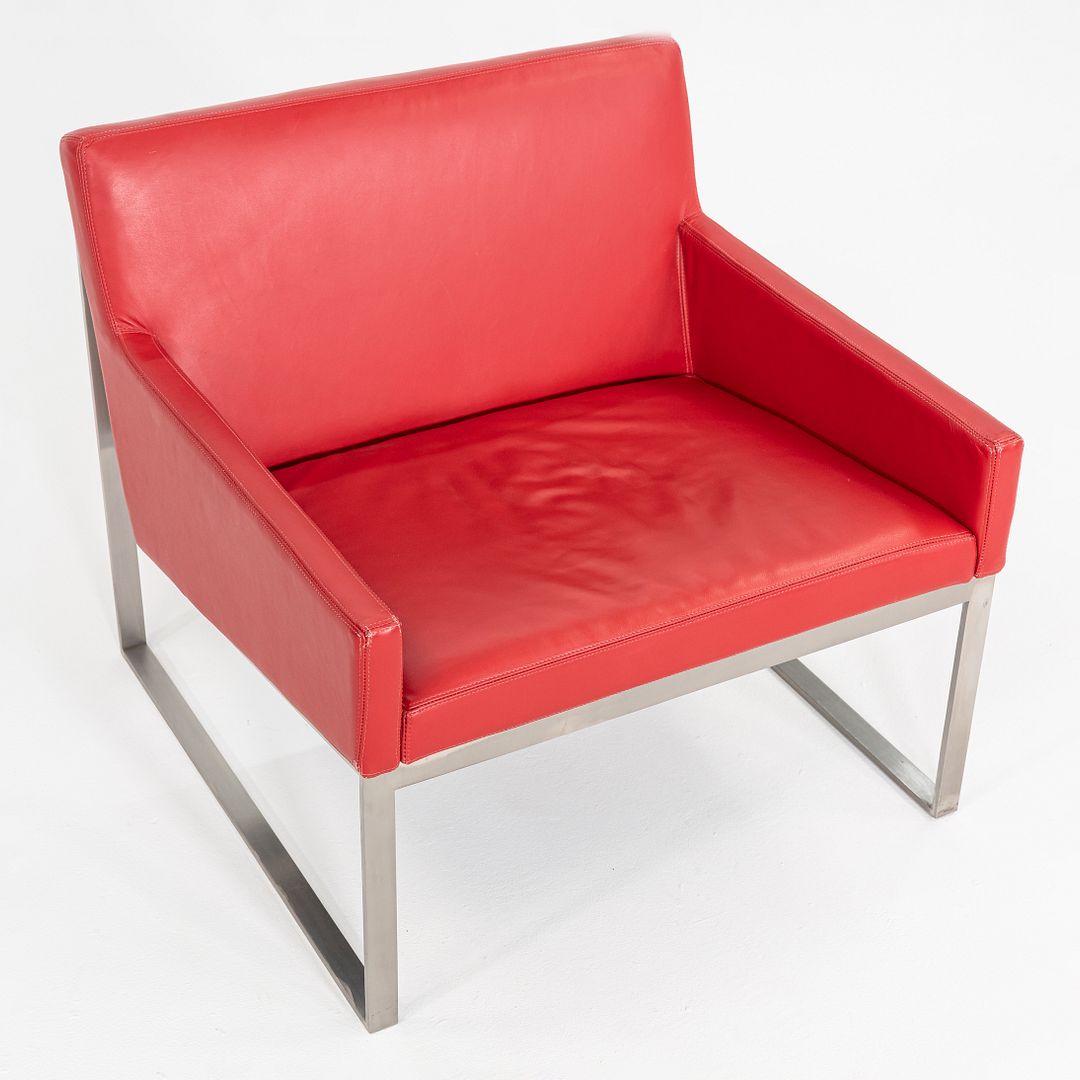2006 Pair of Fabien Baron for Bernhardt Design B.3 Lounge Chair in Red Leather