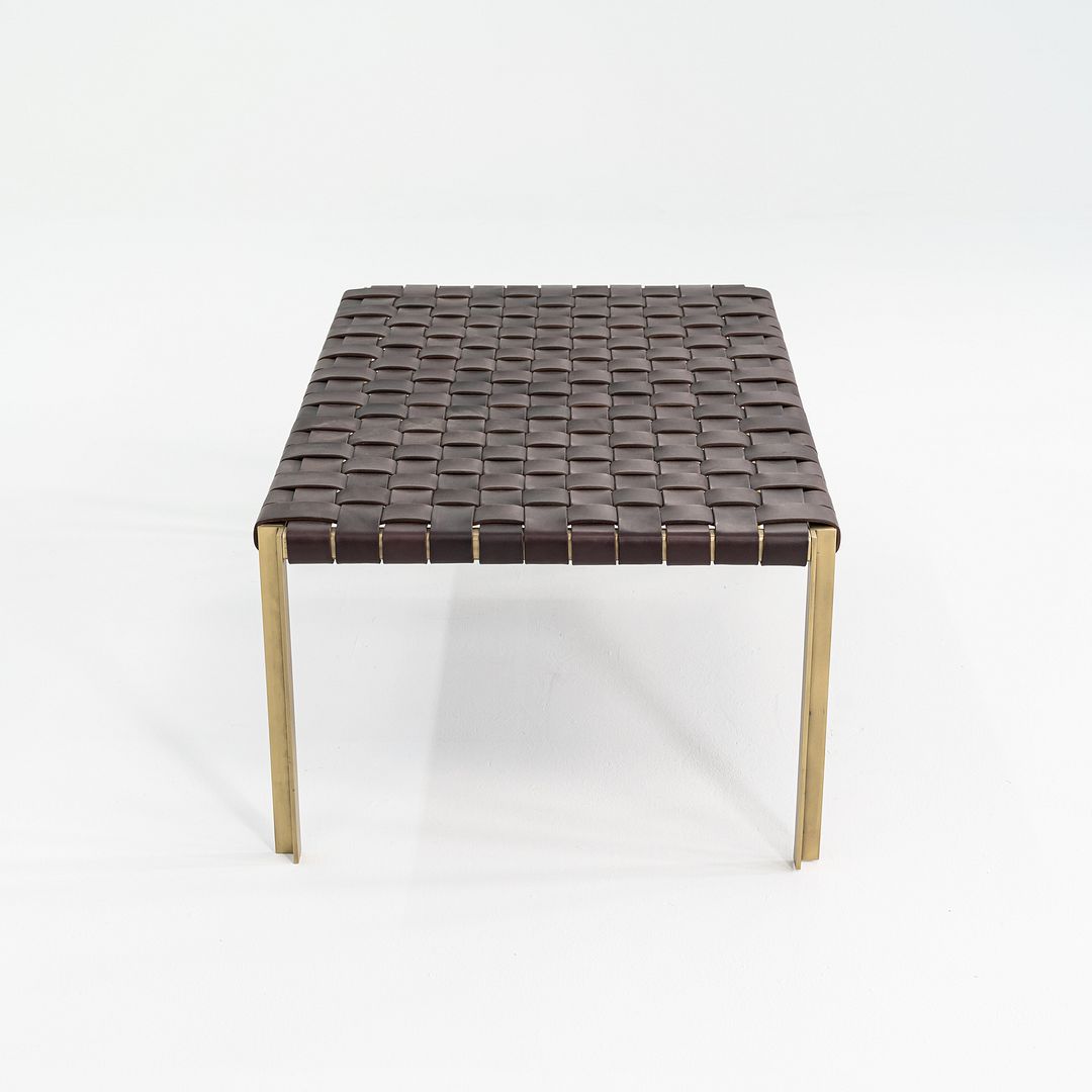 2020s Gratz / Laverne TG-18 Small Bench in Bronze and Brown Leather 27x44 Inches