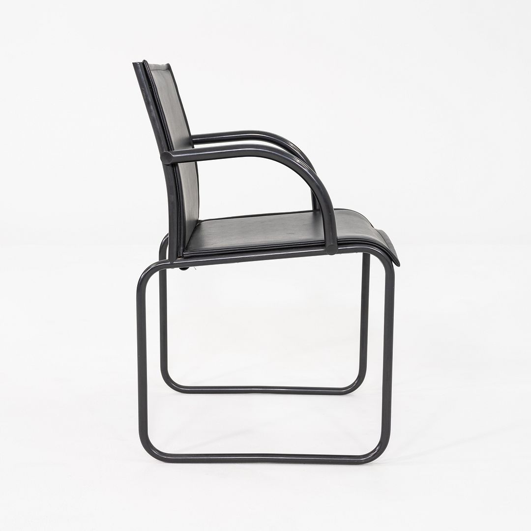 1980s Pair of Richard Schultz for Knoll 1407 Dining Arm Chairs in Black Leather