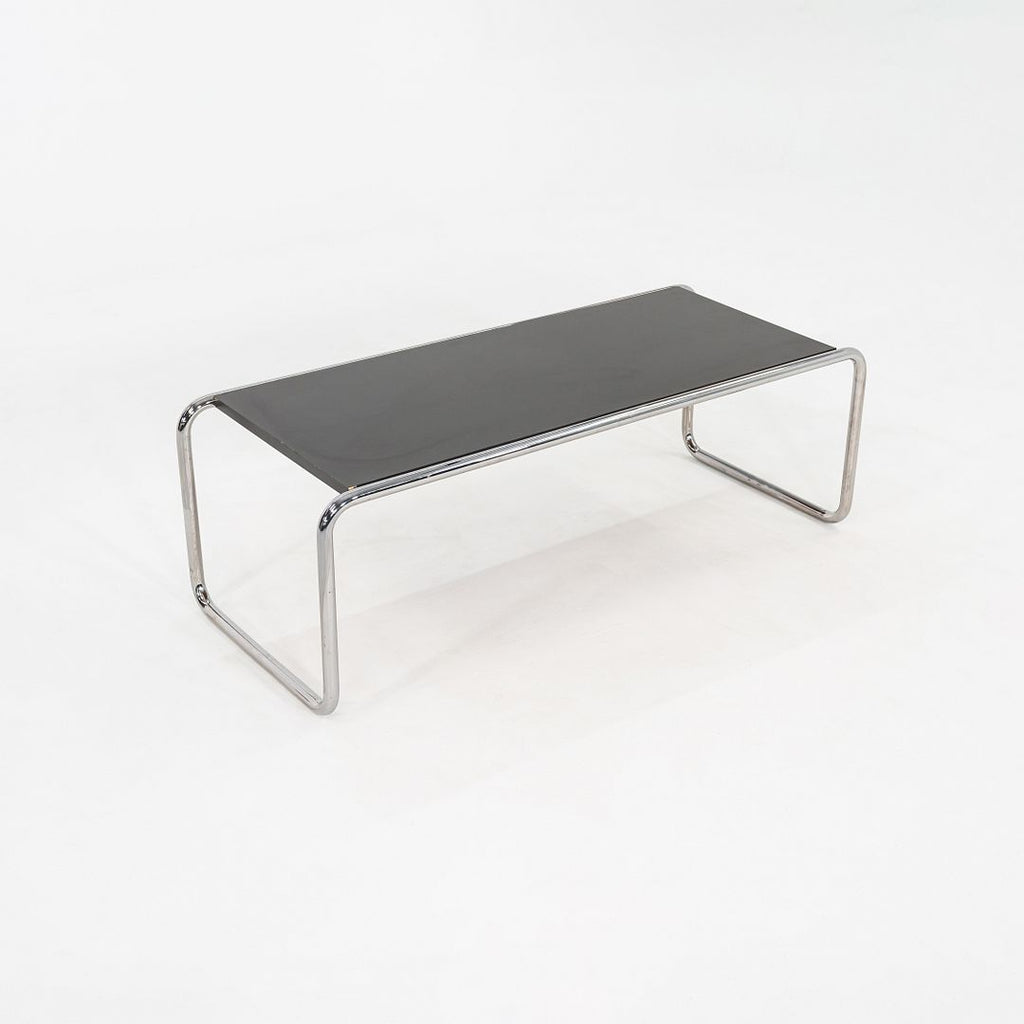 1990s Marcel Breuer for Thonet Laccio Coffee Table Black Laminate w/ Steel Frame