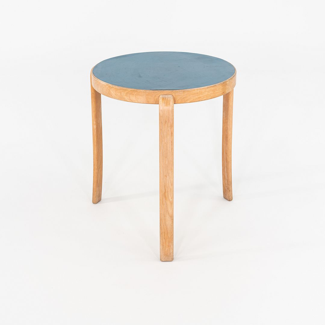 1980s Rud Thygesen & Johnny Sorensen for Magnus Olesen Beech Table Blue Top 26"