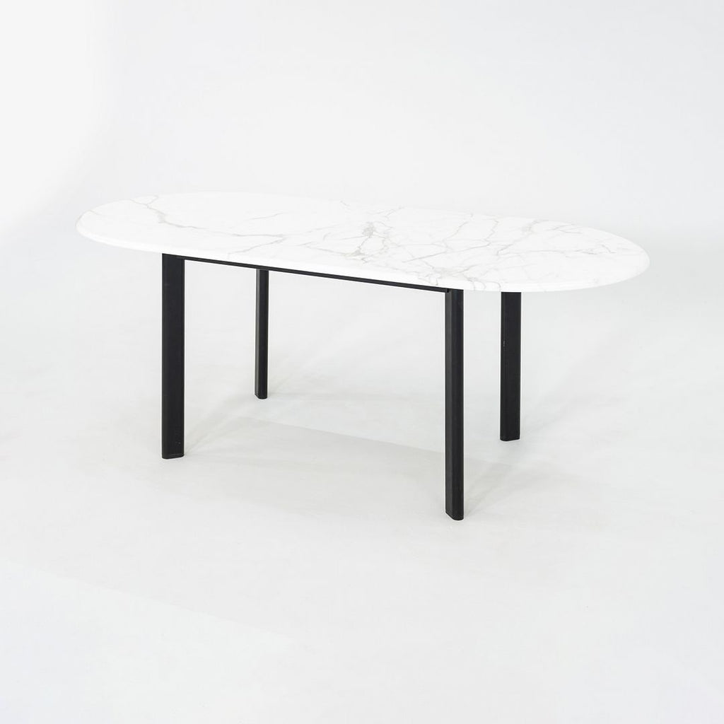 SOLD 1990 Knoll Joseph D'Urso Racetrack Dining / Work Table in Steel with Marble Top