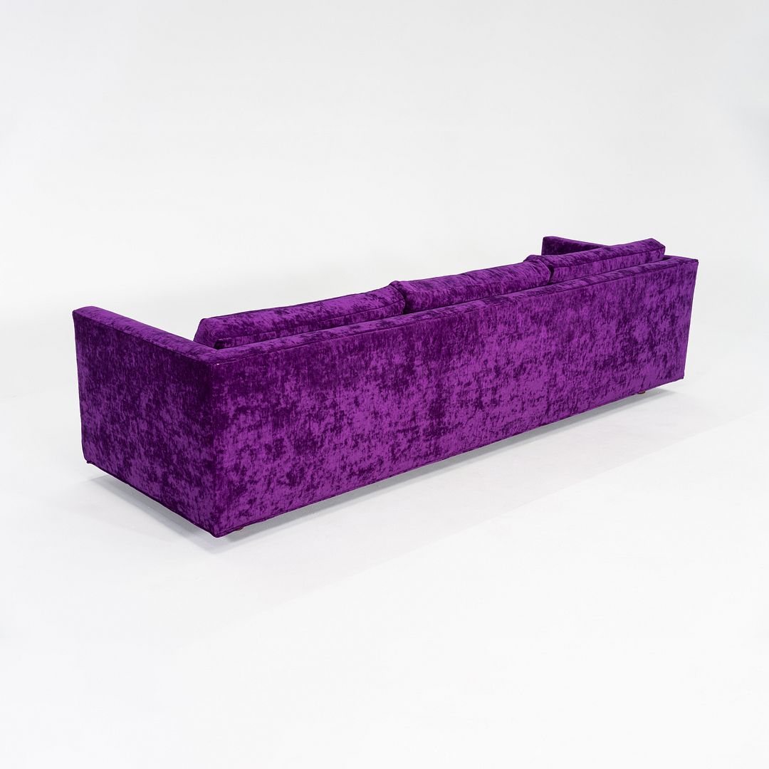 1970s Harvey Probber Attributed Tuxedo Sofa in Purple Velvet Upholstery 2x Avail