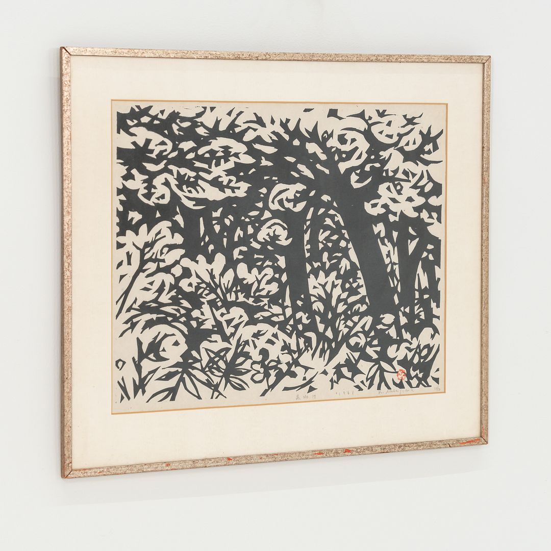 1961 Japanese Monochromatic Mokuhanga Woodblock Framed Print by Kihei Sasajima
