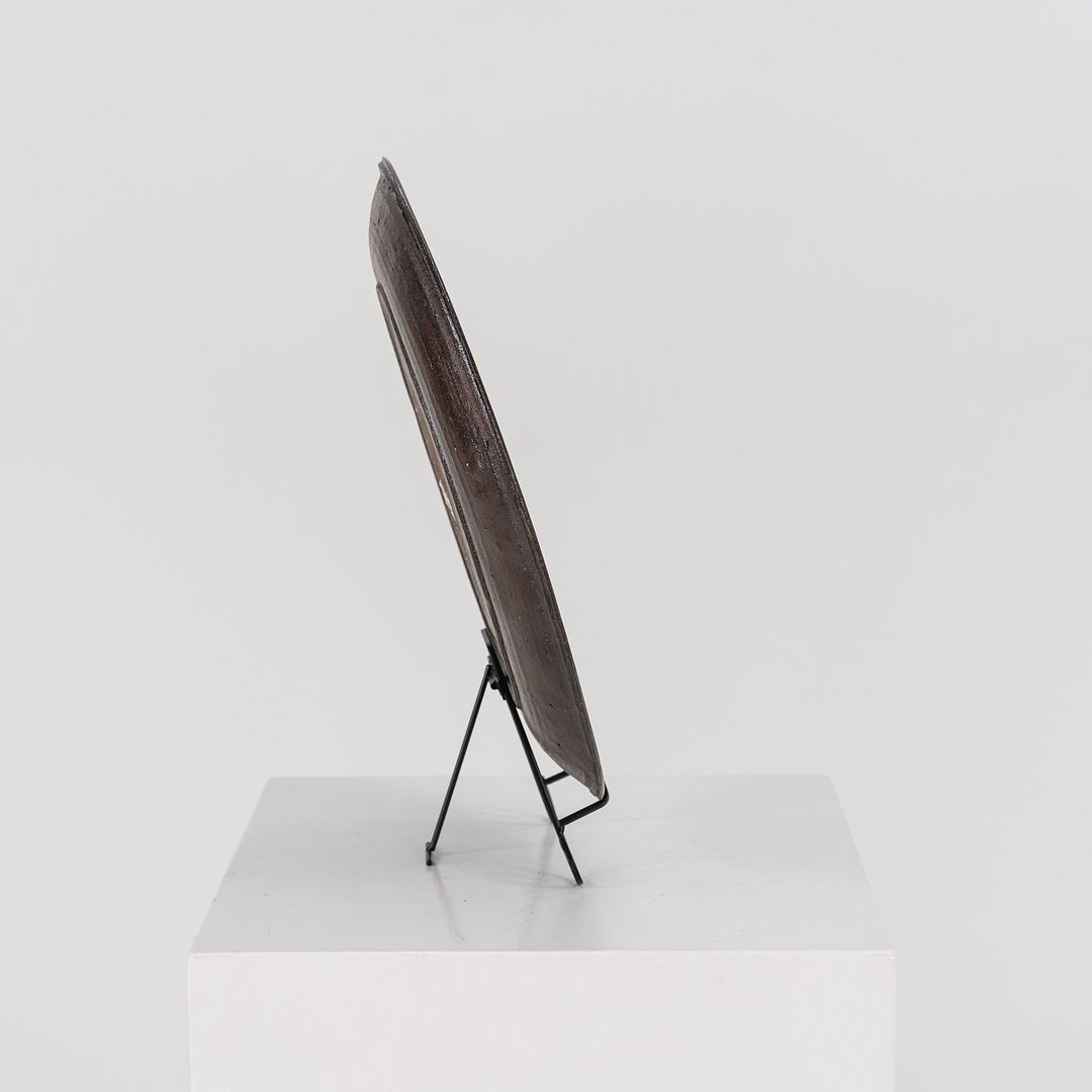 1950s Brown Salt-Glazed Stoneware Platter Nancy Wickham Boyd Studio Made in VT