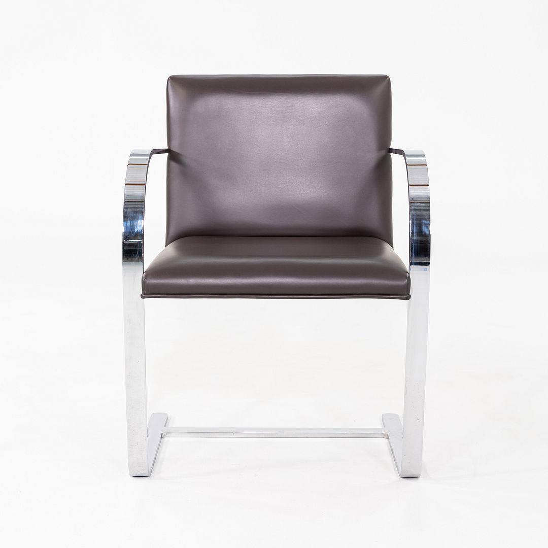 2010s Mies van der Rohe Flat Bar Brno Dining Chair in Brown Leather 12+ Avail