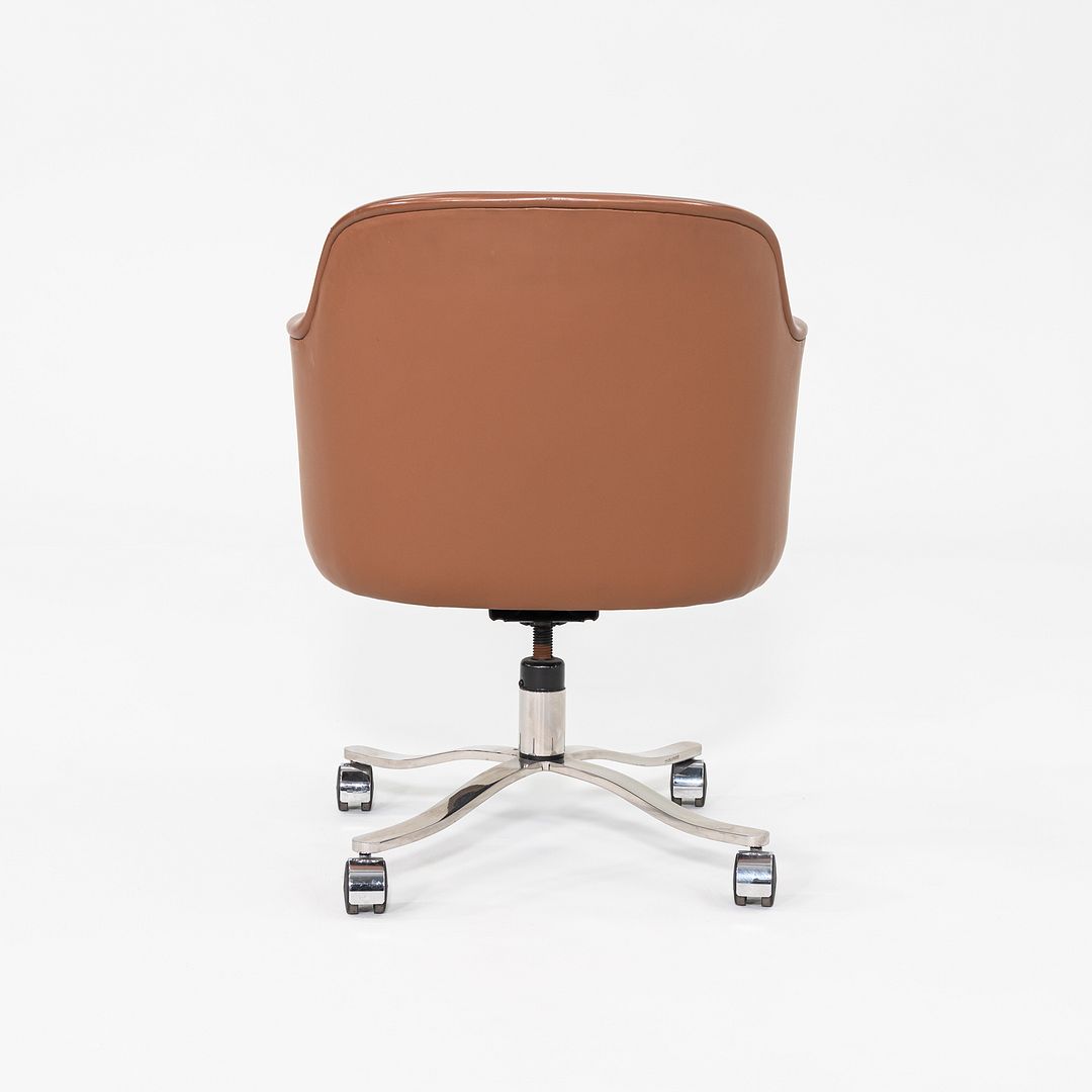 1970s Nicos Zographos CH.72TC Desk Chair in Cognac Leather w/ Bucket Seat Design