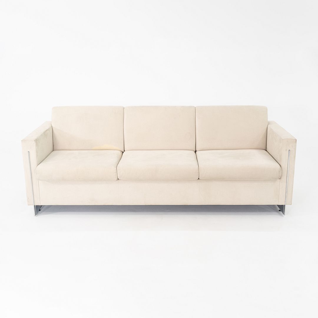 1990s John Nelson for Tuohy Furniture Three Seat Tuxedo Sofa 83" w/ White Fabric