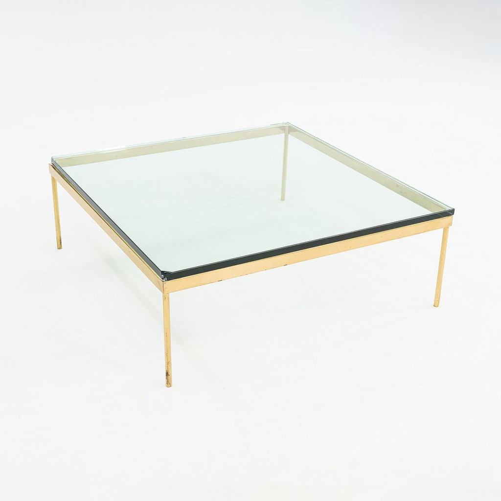 1970s Bronze and Glass Square Coffee Table Attributed to Ward Bennett 42 inch