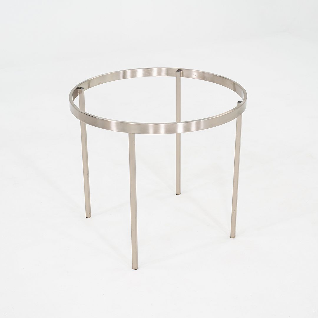 2000s Stainless Steel and Glass End Table Attributed to Geiger or Cumberland 27"