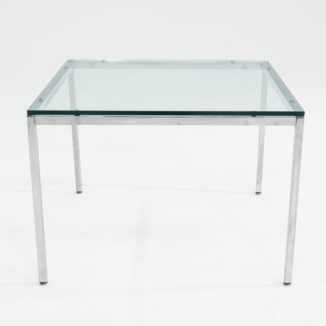 1990s Florence Knoll Side / End Table Steel Base with Glass Top 30x30x21 Inches
