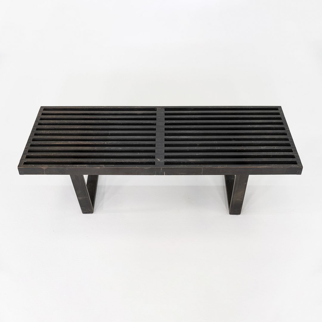1950s George Nelson for Herman Miller Slatted Bench in Ebonized Wood, Model 4992