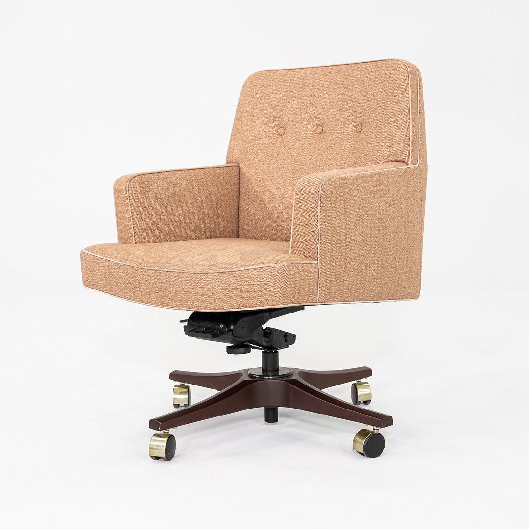 1960s Executive Desk Chair by Edward Wormley for Dunbar Tan Herringbone Fabric