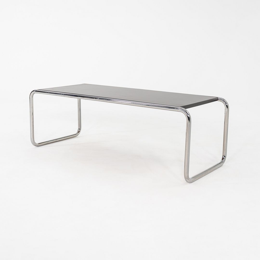 1990s Marcel Breuer for Thonet Laccio Coffee Table Black Laminate w/ Steel Frame
