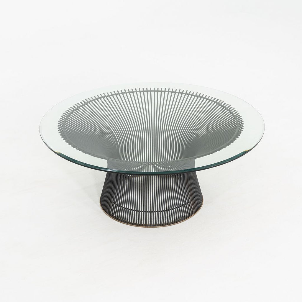 SOLD 1960s Warren Platner for Knoll Coffee Table 36 Inch Glass Top in Dark Bronze