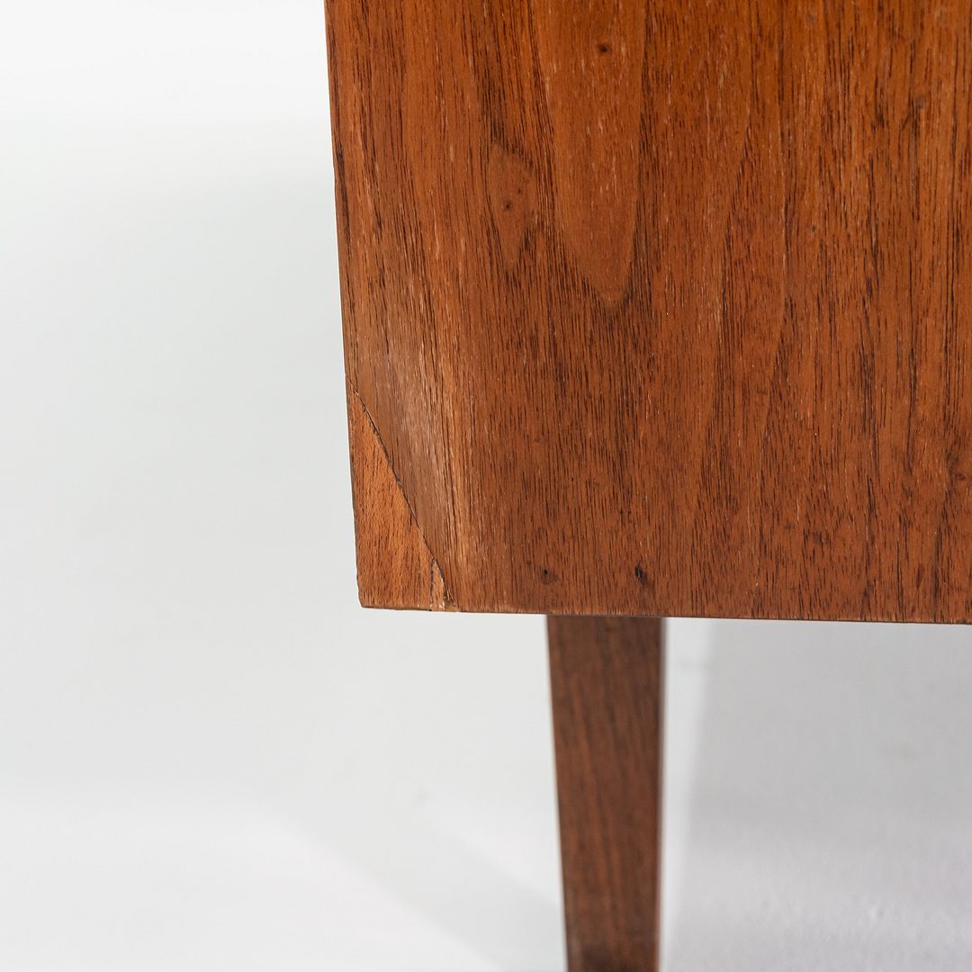 1950s Florence Knoll Credenza in Solid Walnut with Leather Pulls and Walnut Legs