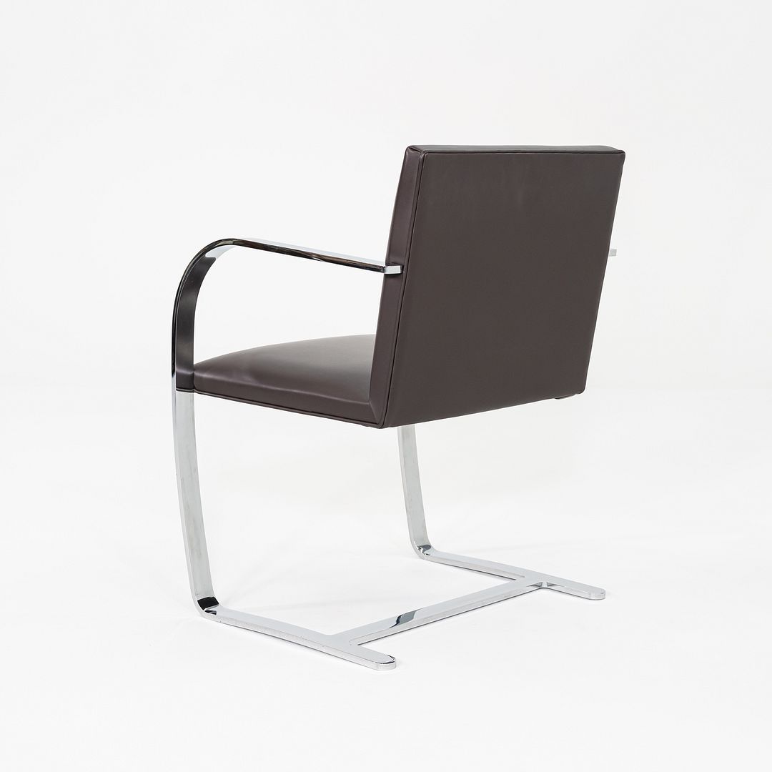 2010s Mies van der Rohe Knoll Flat Bar Brno Dining Arm Chair in Brown 20+ Avail
