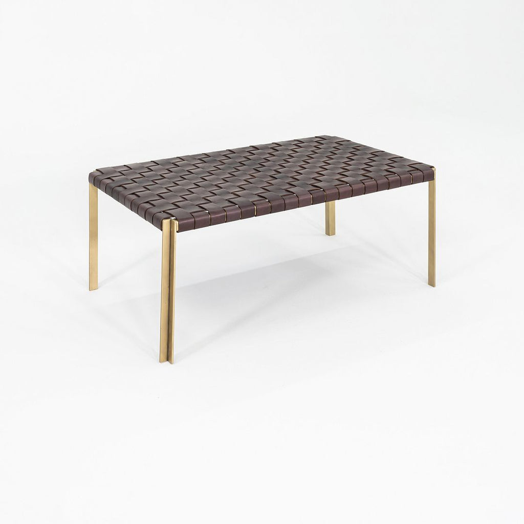 2020s Gratz / Laverne TG-18 Small Bench in Bronze and Brown Leather 27x44 Inches