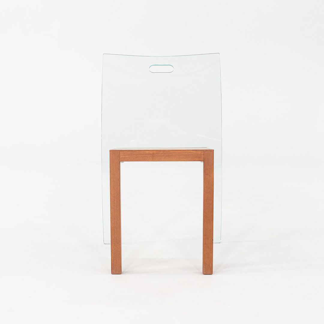 1980s Curvet for Zeritalia Italian Dining / Side Chair Wood Frame w/ Glass Seat