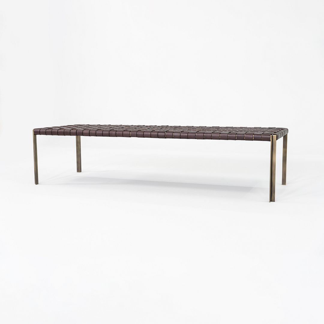 2020s Gratz / Laverne TG-18 Large Bench in Bronze with Woven Dark Brown Leather