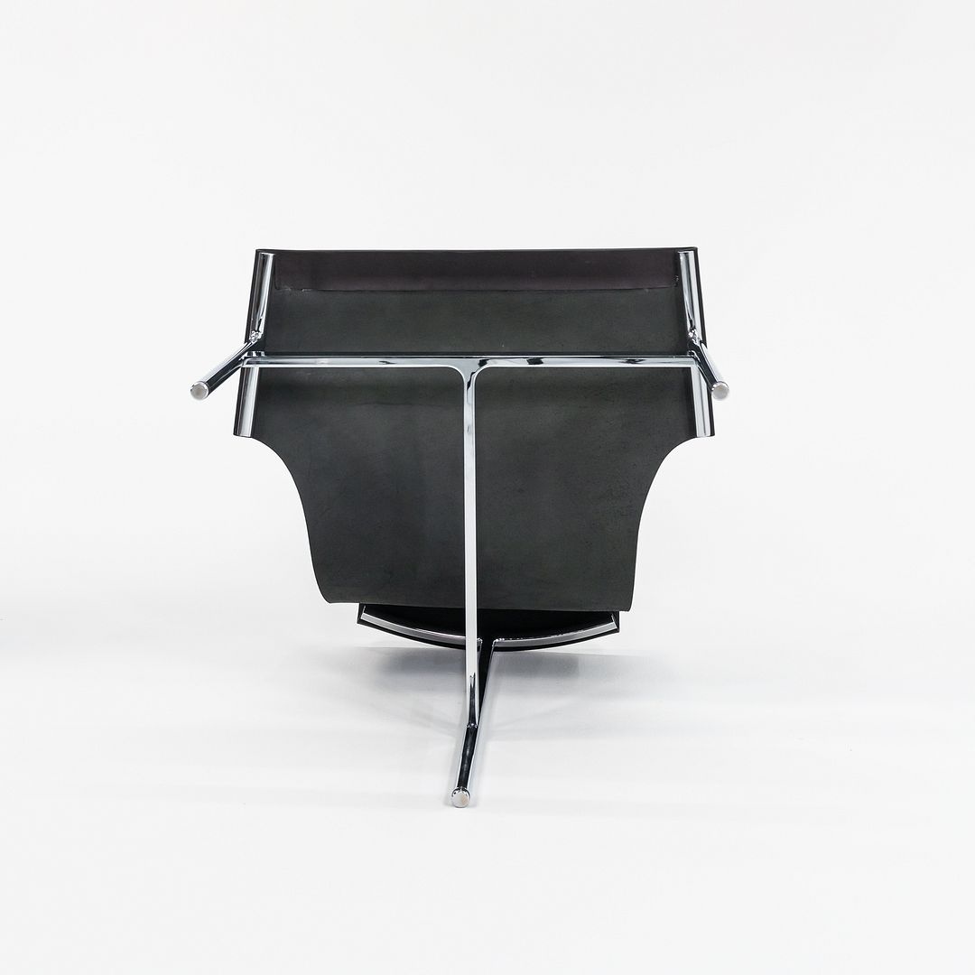 Set of Four Made to Order Gratz TG-10 Sling Dining Chairs Black Leather & Chrome