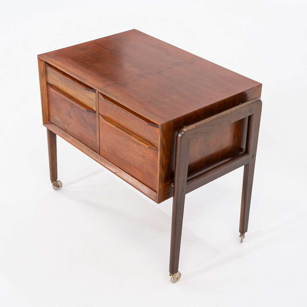 1960s Arne Vodder Rolling Cabinet or Sewing Chest in Teak 17 x 28 x 23 inches
