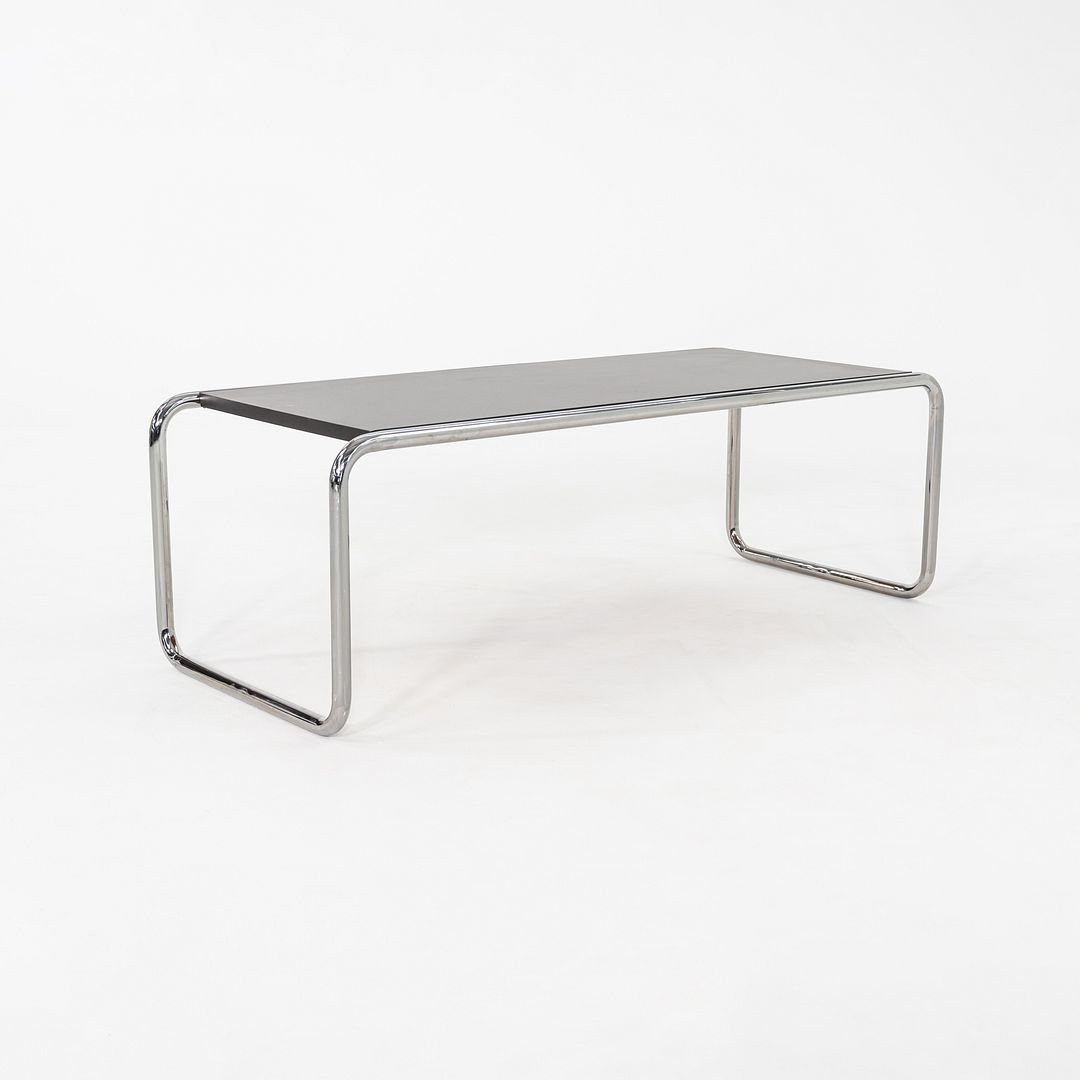 1990s Marcel Breuer for Thonet Laccio Coffee Table Black Laminate w/ Steel Frame
