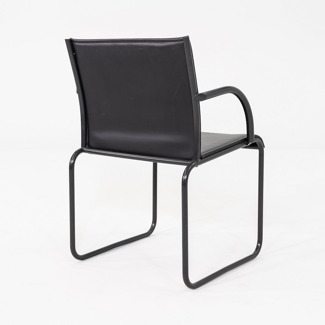 1980s Pair of Richard Schultz for Knoll 1407 Dining Arm Chairs in Black Leather