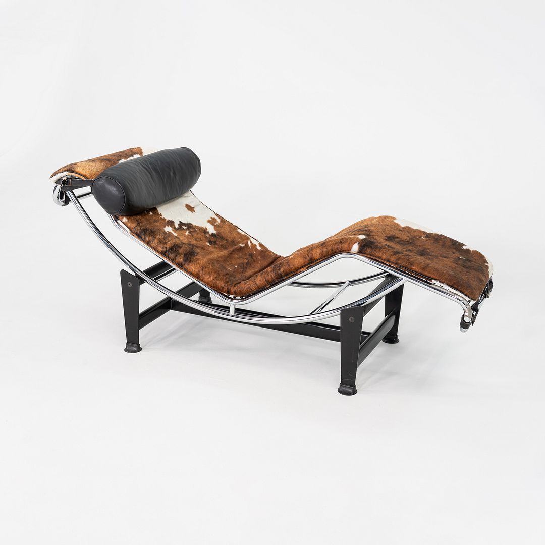 1980s Le Corbusier Perriand Jeanneret Fiocchi Italy LC4 Pony Hide Chaise Lounge