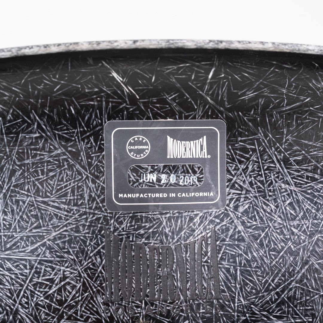 2019 Pair of Eames Modernica Molded Fiberglass Side Chairs in Black with H-Base