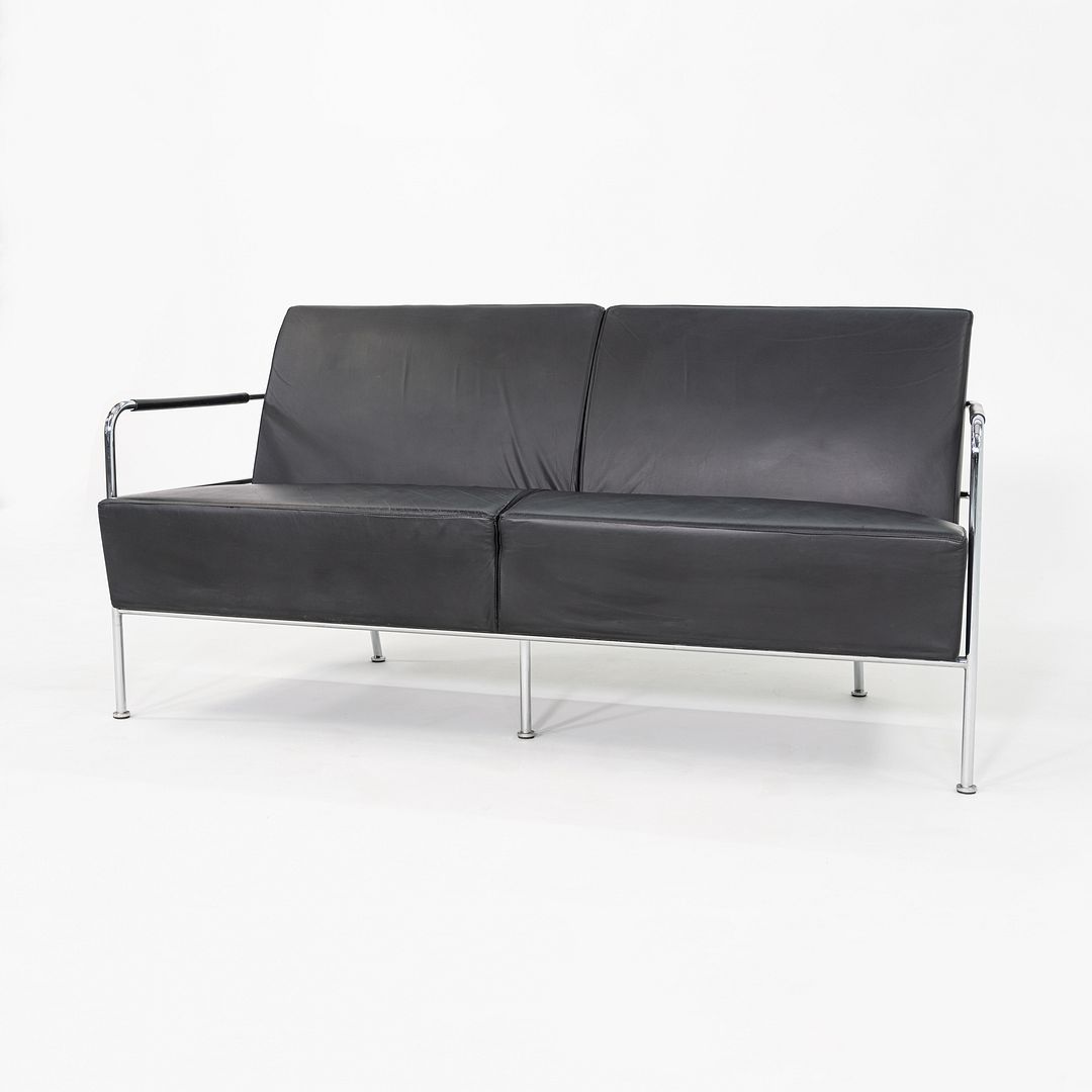 1990s Gunilla Allard for Lammhults Cinema Sofa / Loveseat Steel & Black Leather