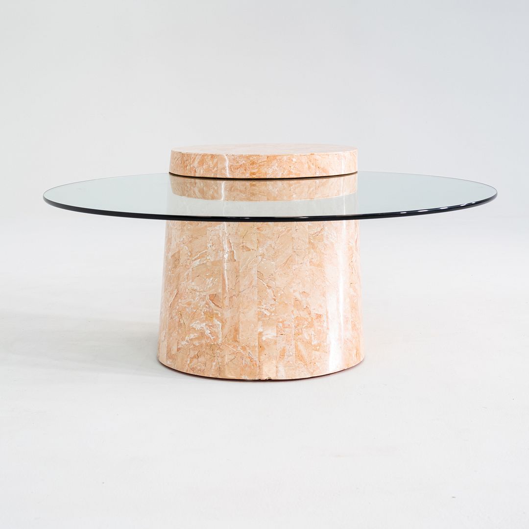 1980s Tessellated Marble and Glass Cantilevered Coffee Table