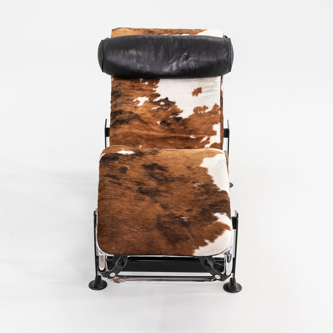 1980s Le Corbusier Perriand Jeanneret Fiocchi Italy LC4 Pony Hide Chaise Lounge