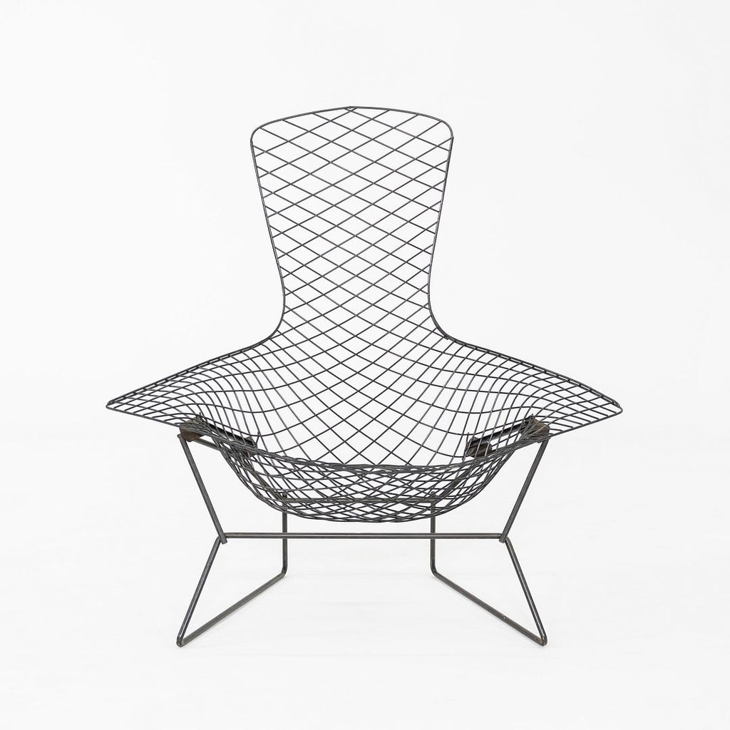 1960s Harry Bertoia for Knoll Bird Lounge Chair in Black Welded Steel Frame