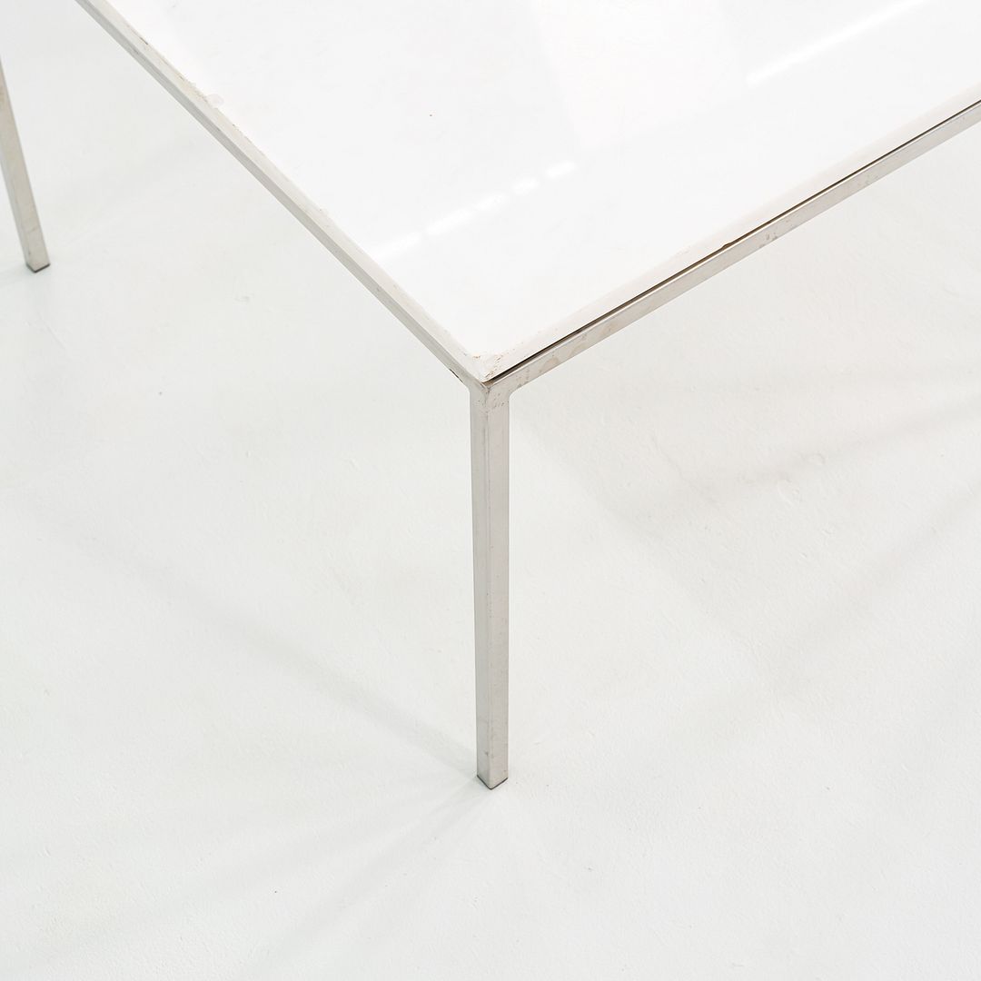 1965 Pair of Custom Marble and Steel Square Side Tables from Yamasaki Building