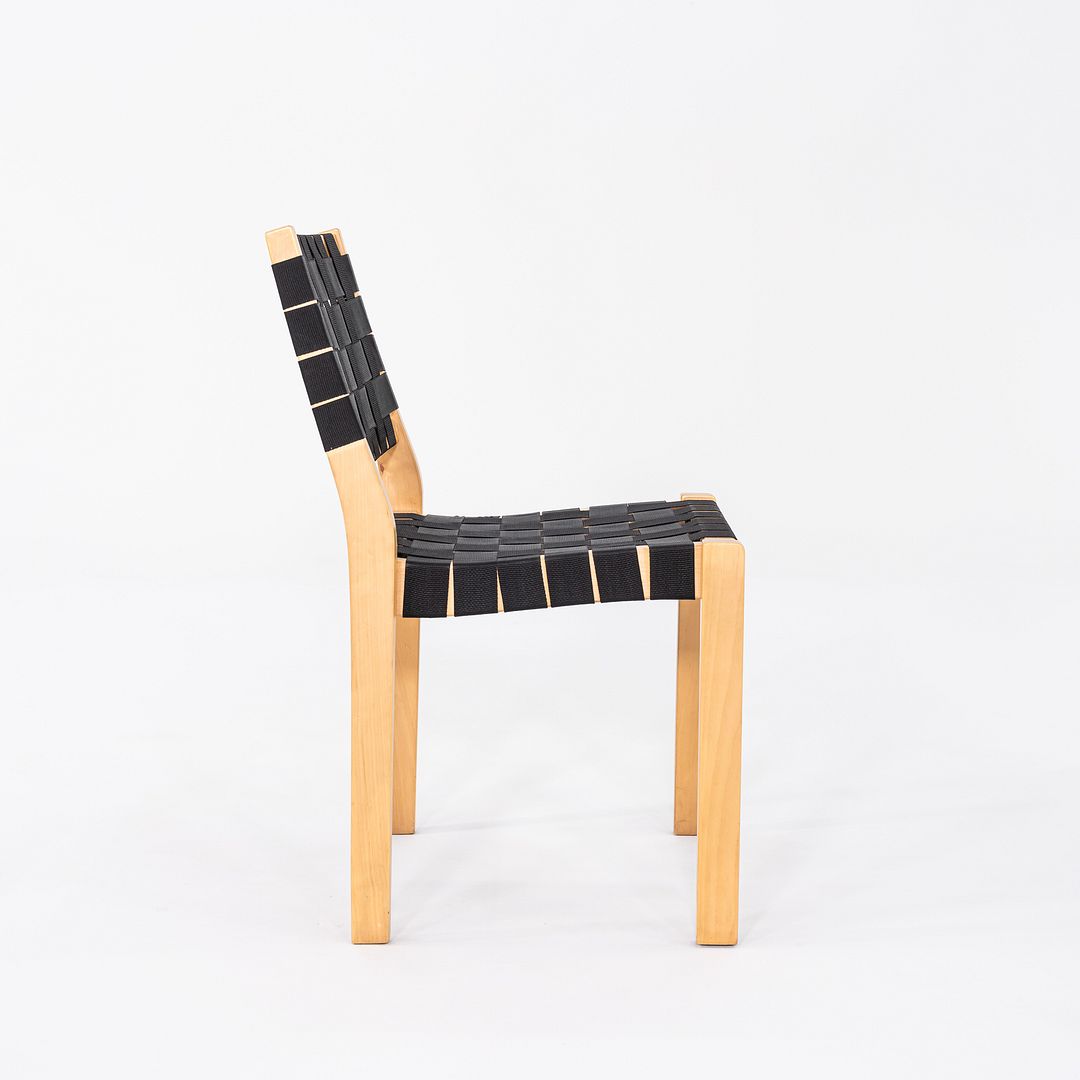 C. 2000s Set of Four Alvar & Aino Aalto for Artek 611 Stacking Dining Chairs with Black Webbing