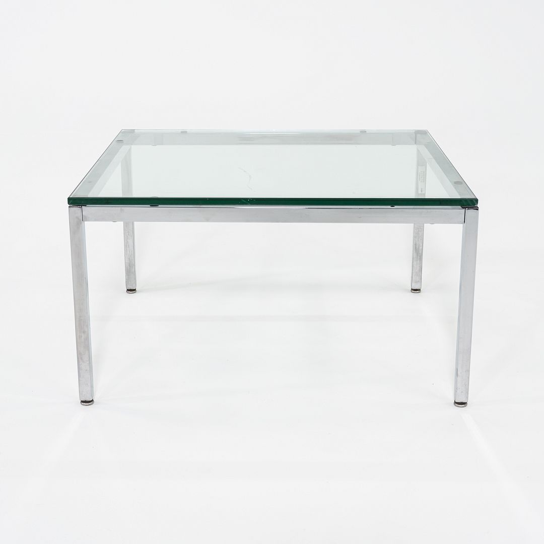 1990s Florence Knoll Side / End Table w/ Glass Top 26x26x14 Inches 6+ Available